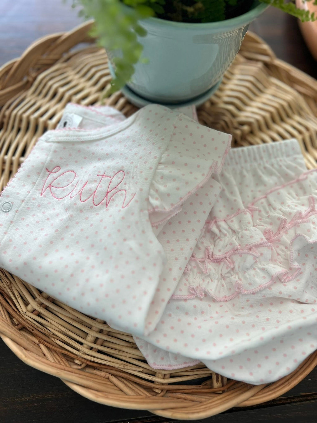 Girls Monogrammed Diaper Set