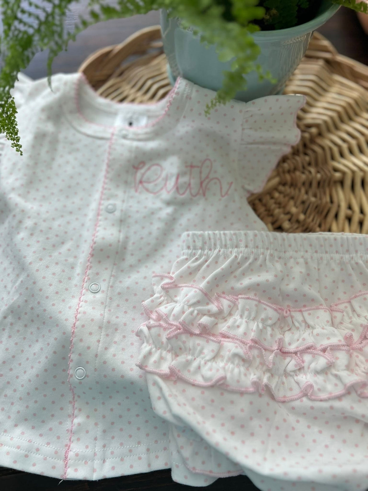 Girls Monogrammed Diaper Set