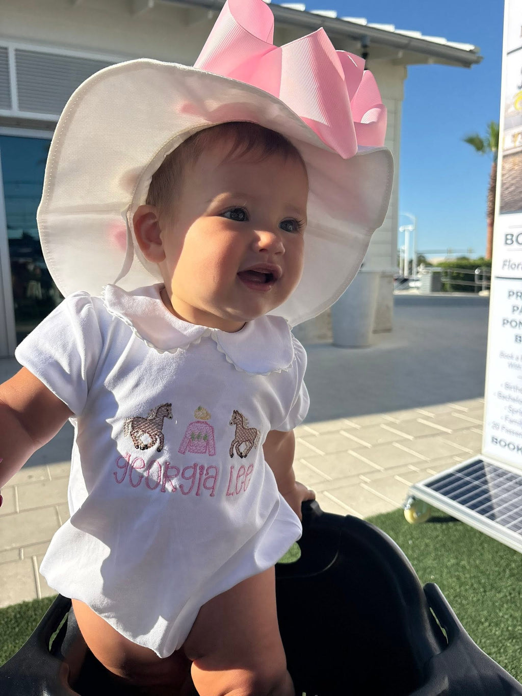 Girl's Kentucky Derby Horse & Jockey Trio Personalized Bubble Romper