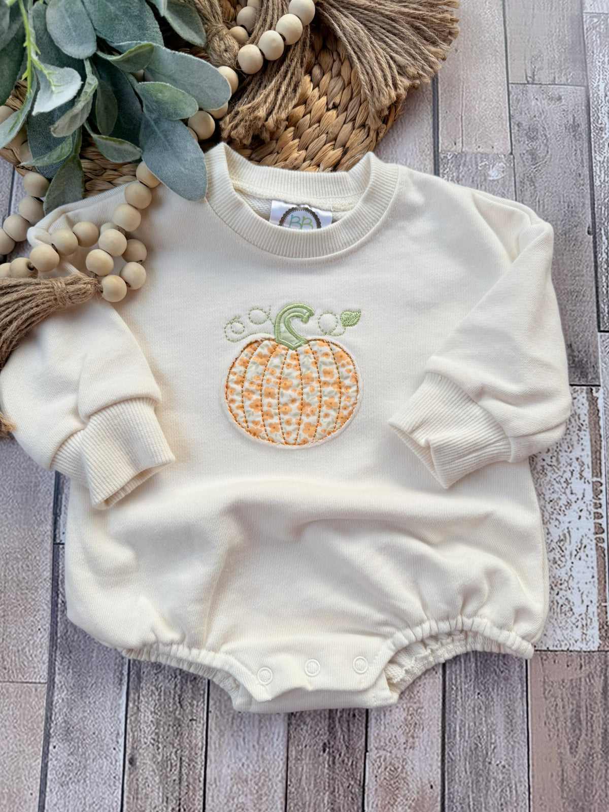 Sweet Pumpkin Applique Sweatshirt Bubble Romper