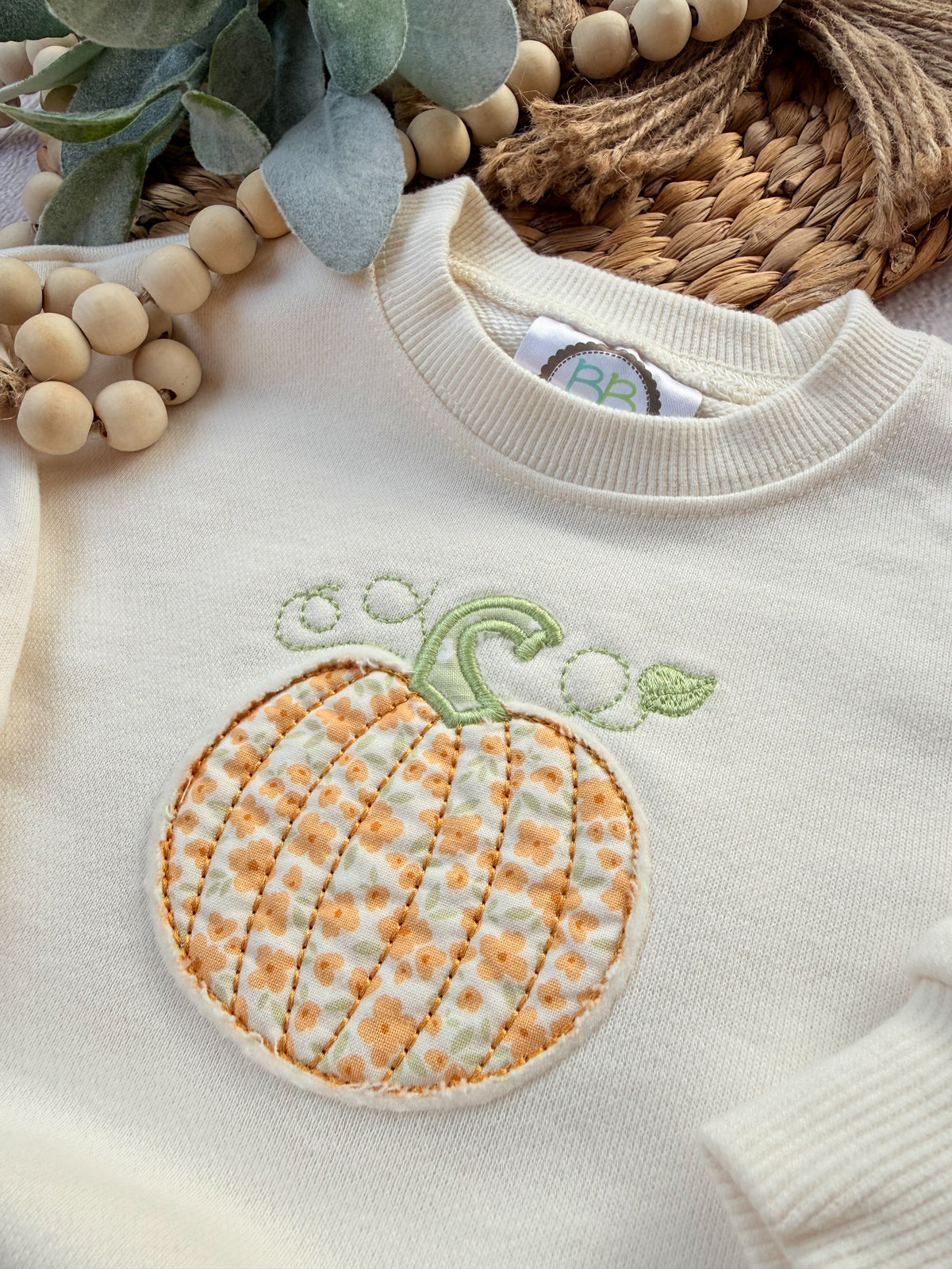 Sweet Pumpkin Applique Sweatshirt Bubble Romper