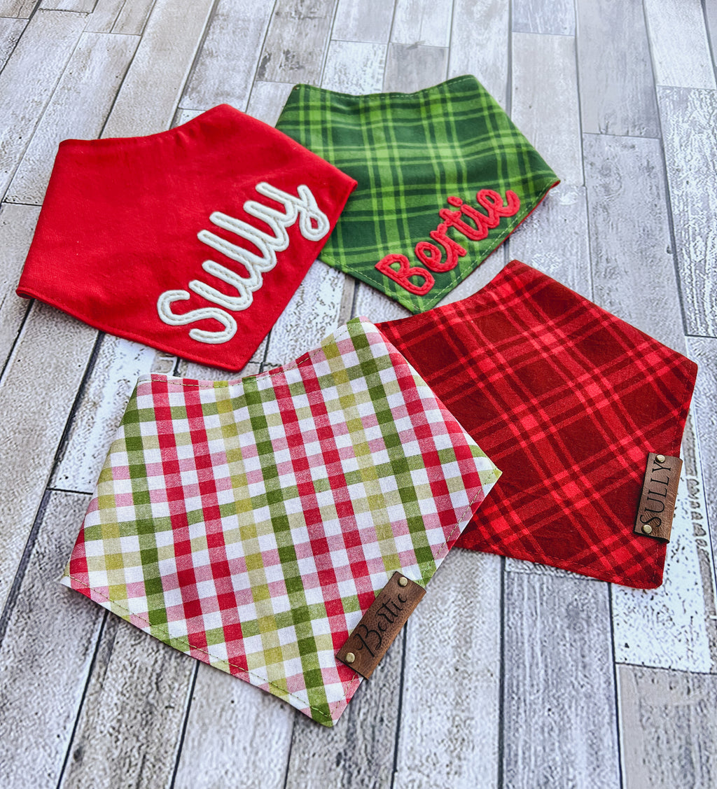Christmas Holiday Personalized Dog Bandanas