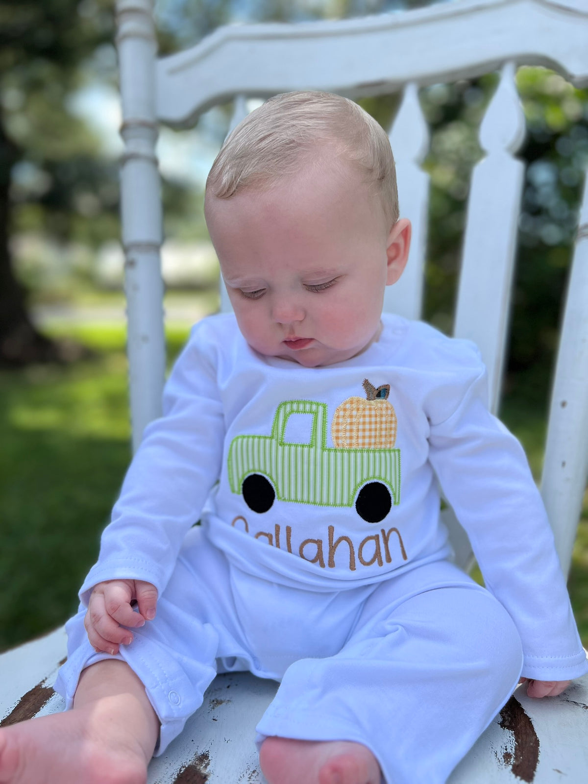 Truck & Pumpkin Applique Romper
