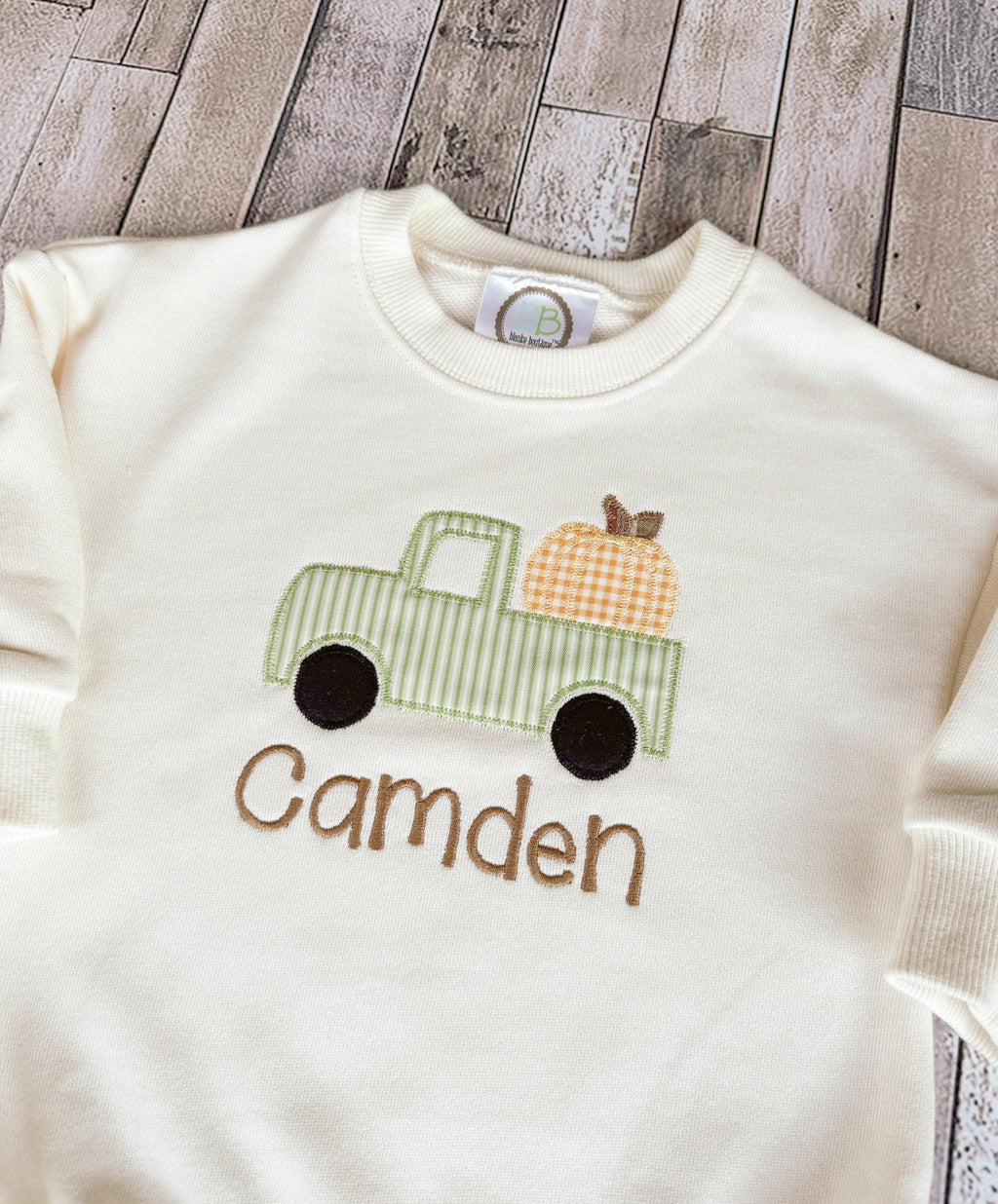 Truck and Pumpkin Applique Sweatshirt Bubble Romper