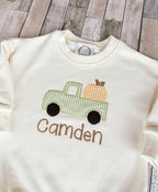 Truck and Pumpkin Applique Sweatshirt Bubble Romper