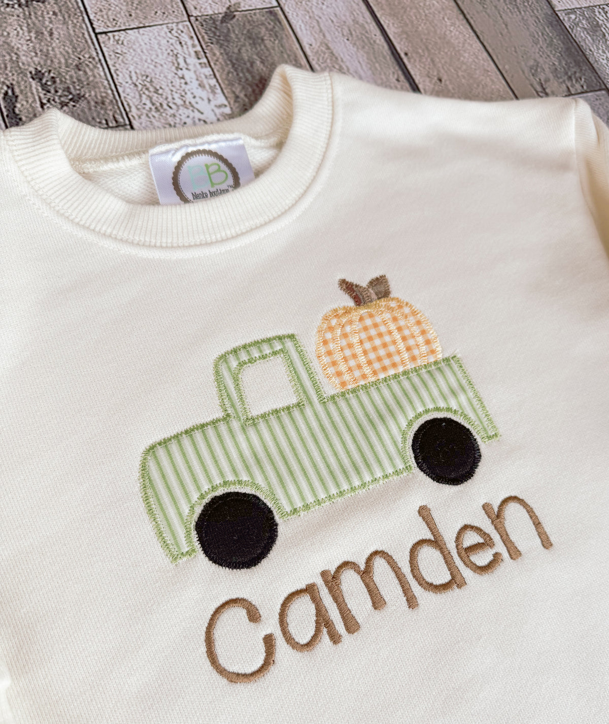 Truck and Pumpkin Applique Sweatshirt Bubble Romper