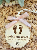 Custom Baby Footprint Birth Stat Ornament