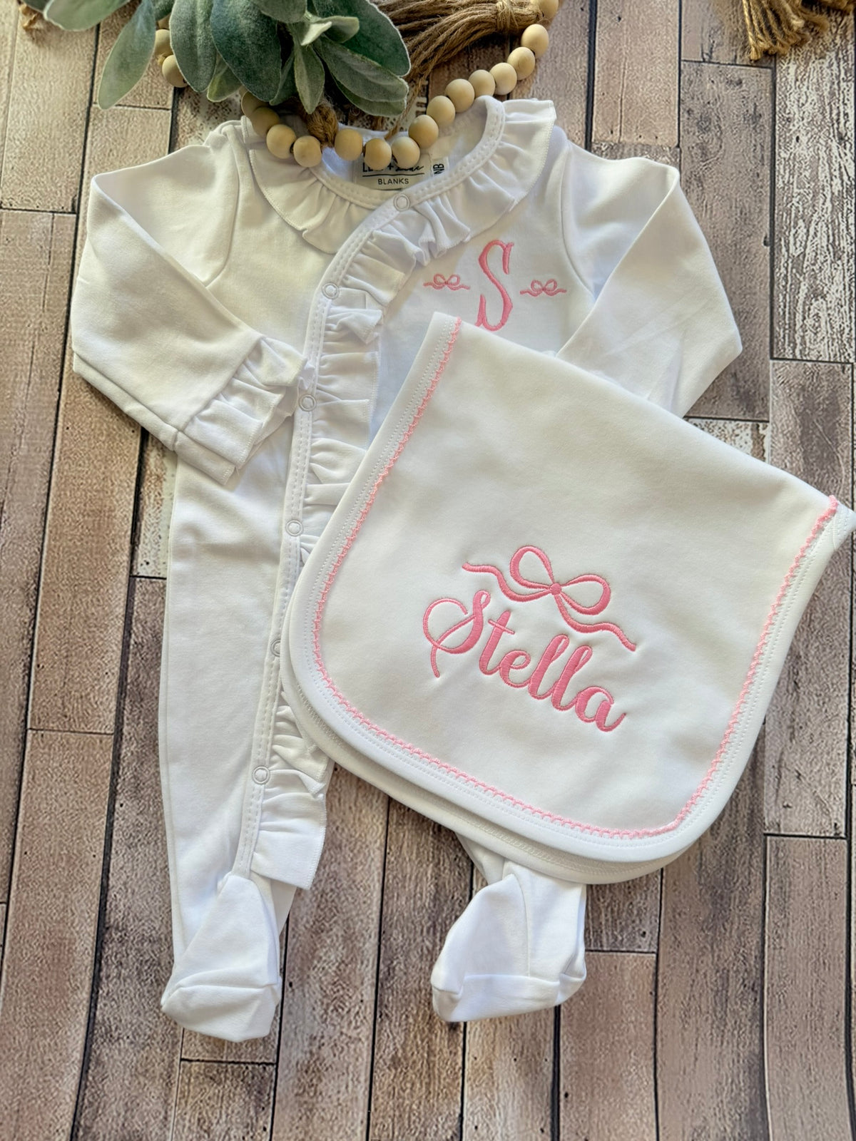 Ruffle Footie Set – Monogrammed/Personalized