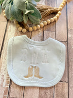 Cowboy Boots Bib & Burp Cloth Set – Monogrammed/Personalized