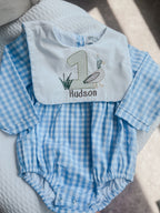 Birthday Long Sleeve Gingham Bubble Rompers