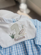 Birthday Long Sleeve Gingham Bubble Rompers