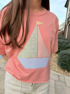 Women's Applique Oversized Crop Tee