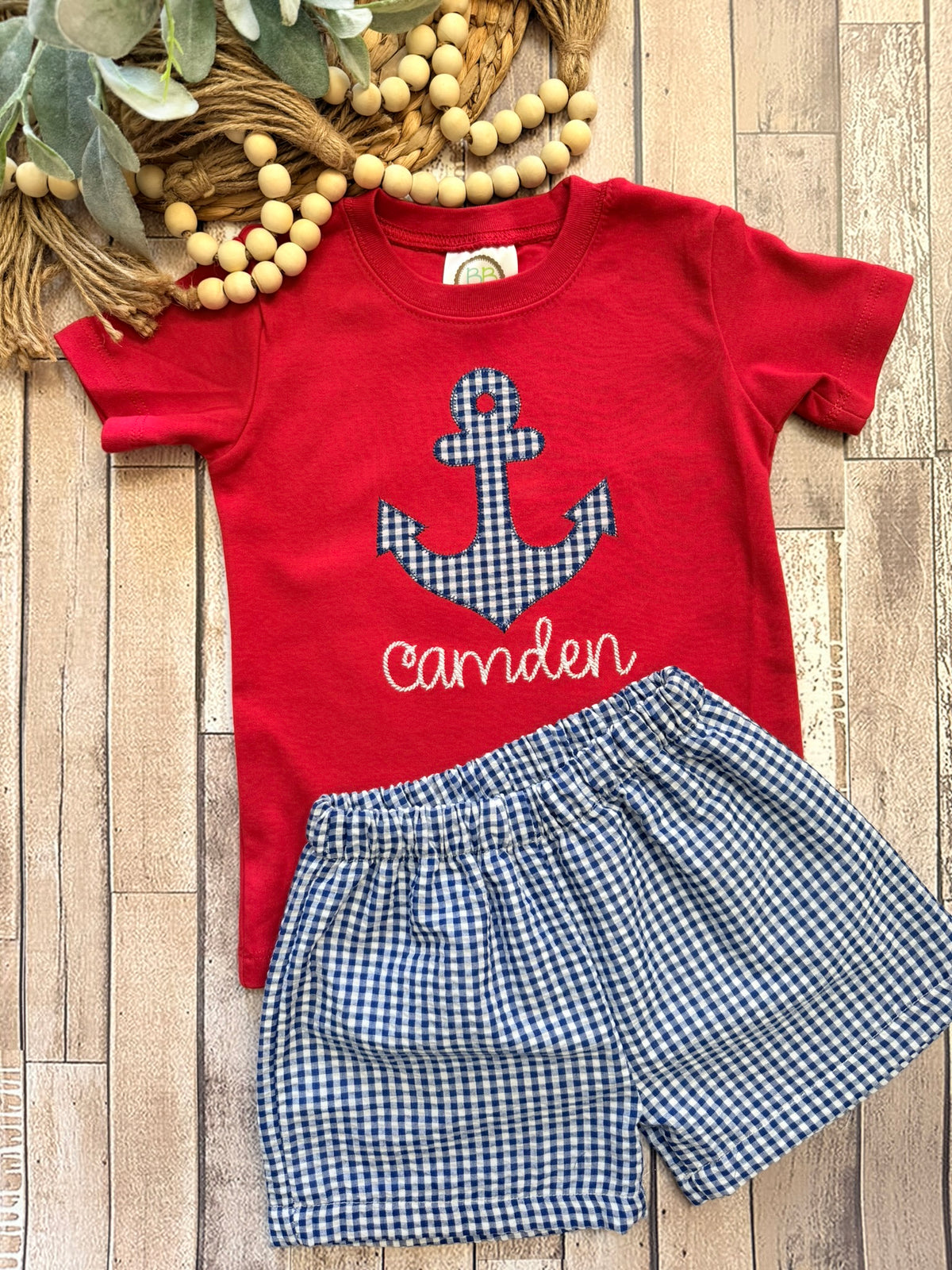 Personalized Boy's Anchor Applique Short Set