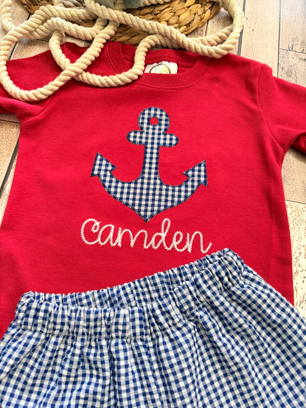 Personalized Boy's Anchor Applique Short Set