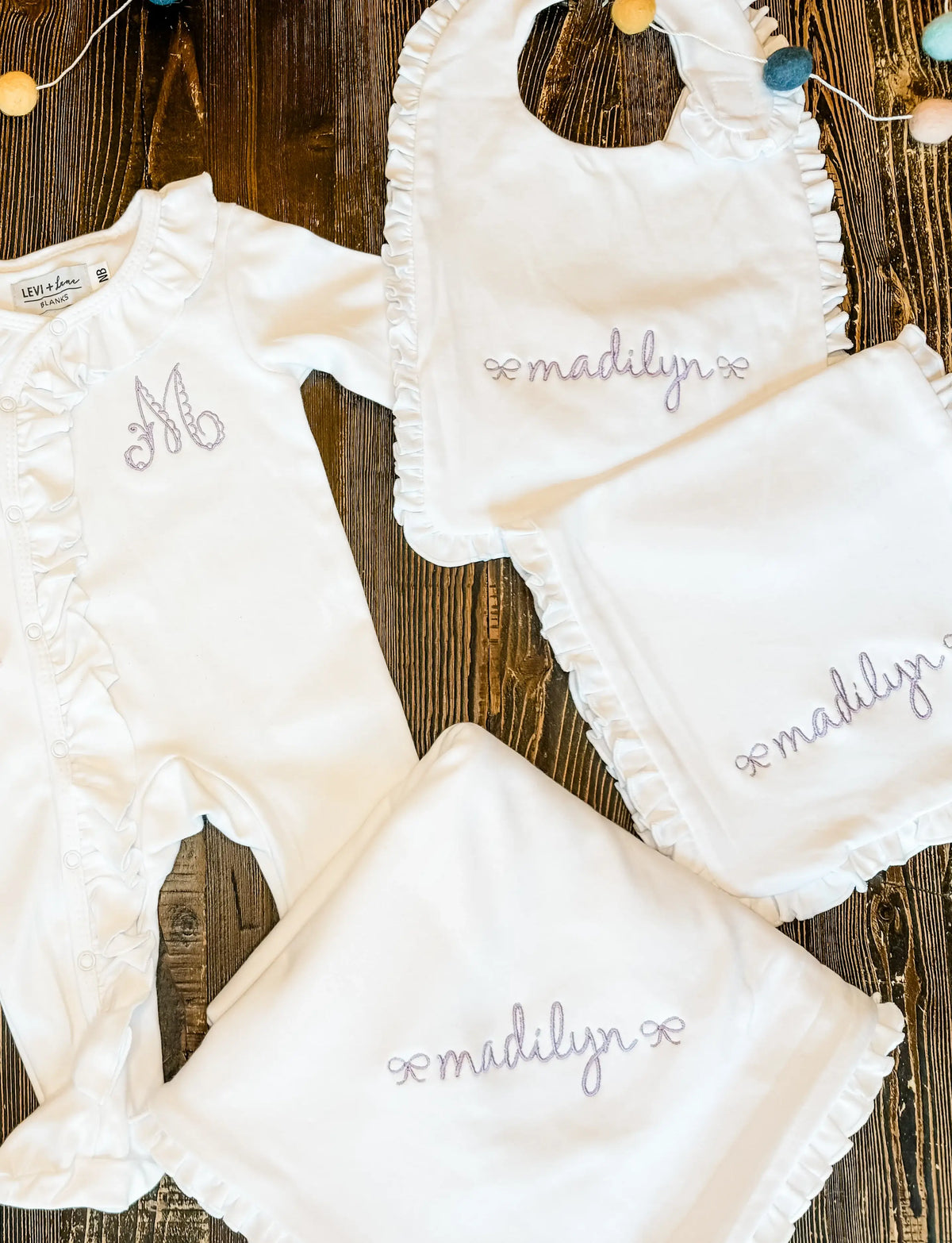 Ruffle Footie Set – Monogrammed/Personalized