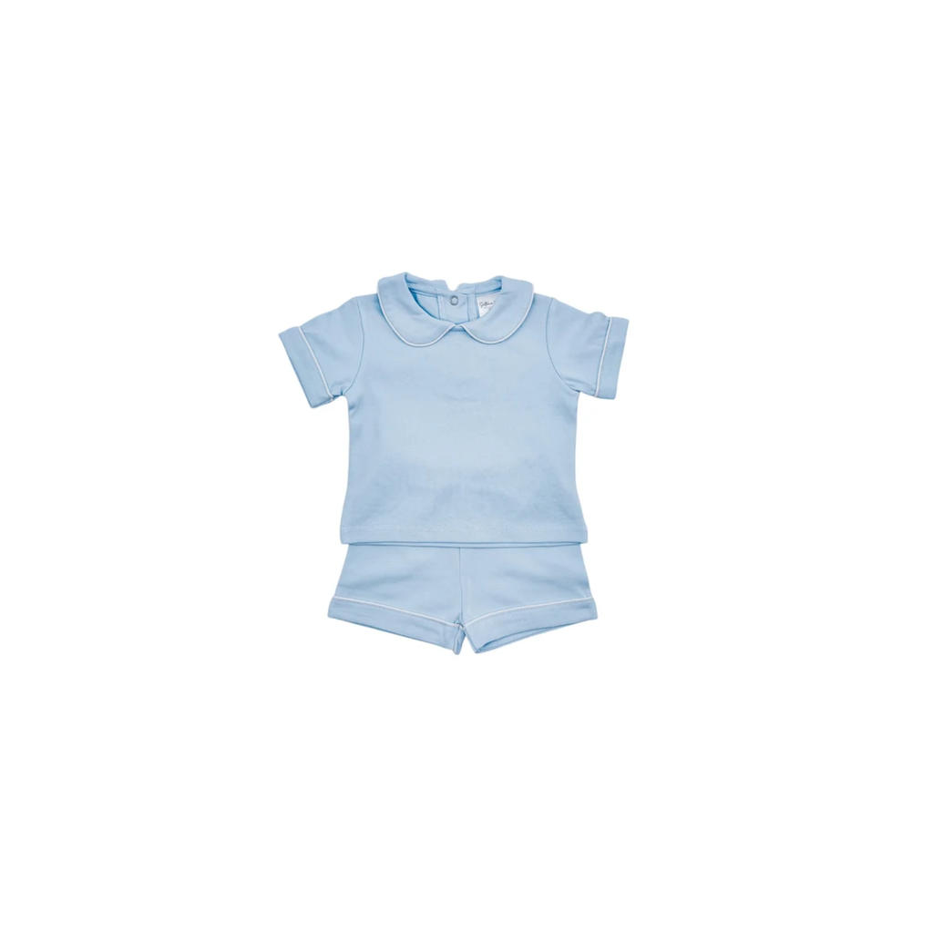 Boys Piped Peter Pan Collar Monogrammed Shorts Set