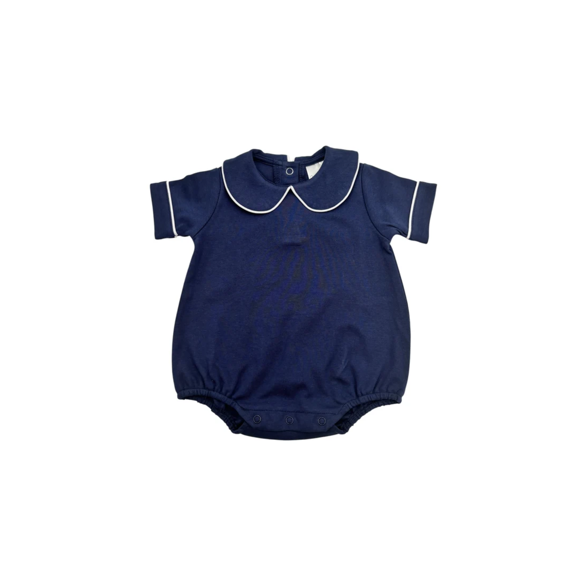 Boys Piped Peter Pan Collar Monogrammed Romper