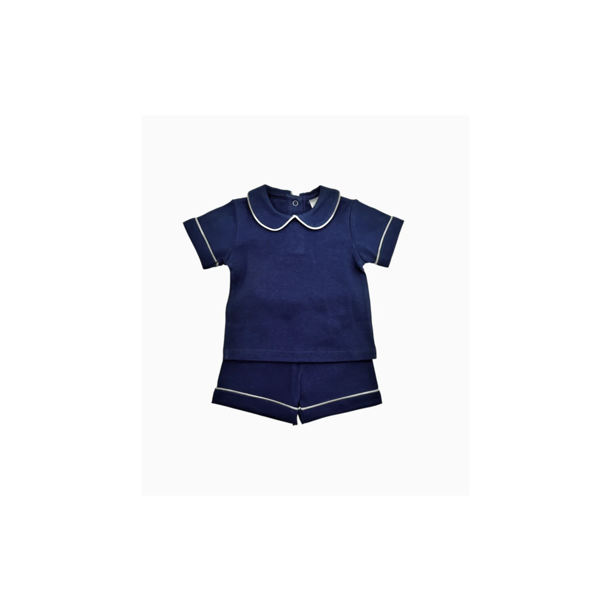 Boys Piped Peter Pan Collar Monogrammed Shorts Set