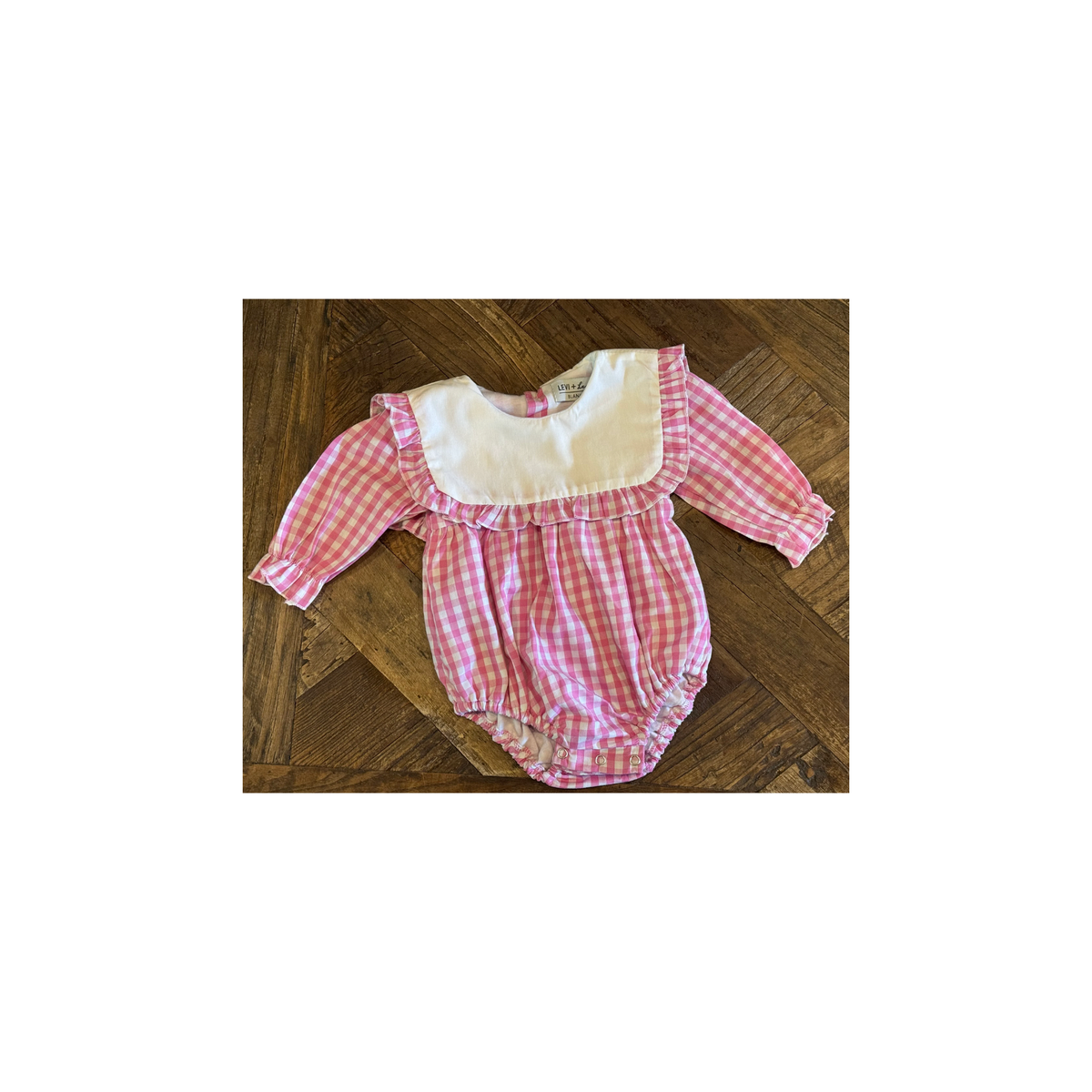 Birthday Long Sleeve Gingham Bubble Rompers