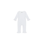 Girl's Personalized Pastel Mini Christmas Tree Long Sleeve Ruffle Romper
